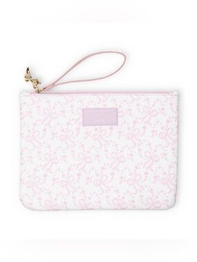 NWT LoveShackFancy Target Coquette Bow Flat Zip Pencil Case with Strap Chantilly